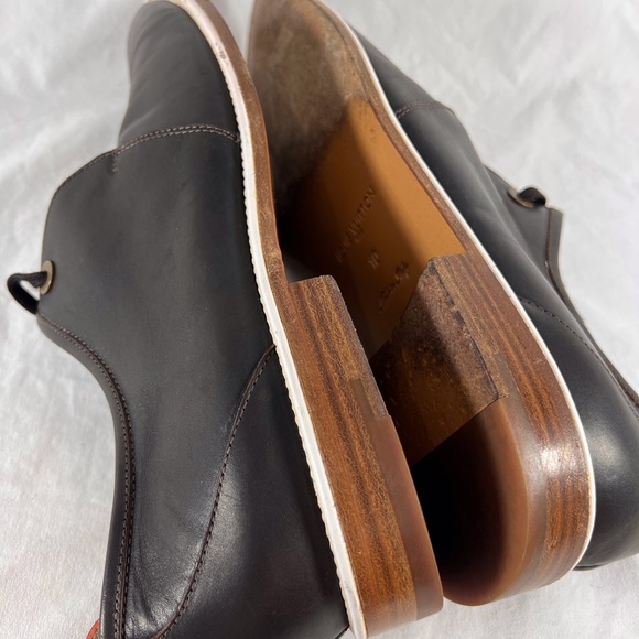 LOUIS VUITTON Brown Leather Lace Up Classic Oxfords Made in Italy 10 11US - Picture 12 of 17